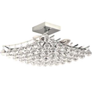 Polished Chrome Ceiling Fitting with Acrylic Crystals, 4 x 60W SES