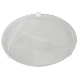 Metal Base with Alabaster Glass and White Clips, 300mm diameter, 2x 60W ES