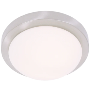Small Fitting with White Glass, Satin Chrome, 255mm diameter, 1x 40W ES