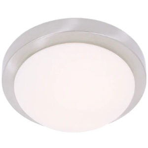 Fitting with White Glass, Satin Chrome, 300mm diameter, 2x 40W ES