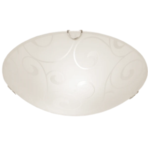 Large Patterned Glass Fitting with Polished Chrome Clips, 300mm diameter, 2x 60W ES