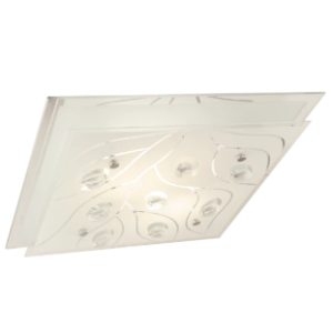 Large Polished Chrome Fitting with Frosted Glass and Crystals, 420mm diameter, 3x 60W ES