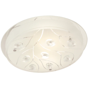 Large Polished Chrome Fitting with Frosted Glass and Crystals, 420mm diameter, 3x 60W ES