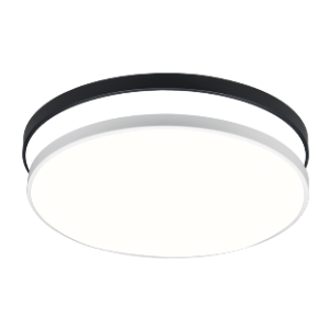 LED Polycarbonate Ceiling Light with Two Inter-Changeable Outer Rings, Black and White, 24W LED