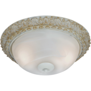 Resin Base with Alabaster Glass Ceiling Fitting, Fossil White, 2x 60W SES