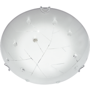Large Patterned White Glass with Crystals and Polished Chrome Clips Ceiling Fitting, 18W LED (Included)