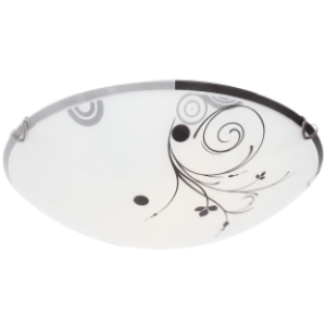 Large Frosted Patterned Glass with Chrome Clips Ceiling Fitting, 300mm diameter, 2x 60W ES