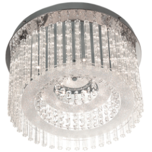 Stainless Steel LED Ceiling Fitting with Glass and Acrylic Crystals, 18W LED (Included)