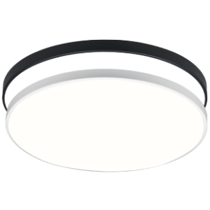 LED Polycarbonate Ceiling Light with Two Inter-Changeable Outer Rings, Black and White, 32W LED
