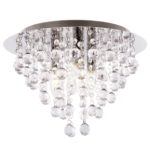 Ceiling Fitting, Polished Chrome with Clear Acrylic Crystals, 3x 40W ES