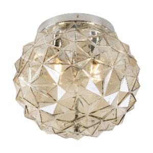 Glass Ceiling Lamp, Chrome/Cognac, 2x E14