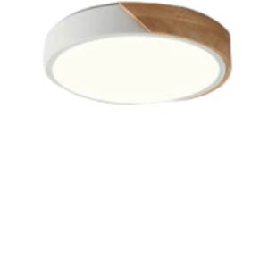LED Round Ceiling Light, Wood and White Pastel Frame, 18W