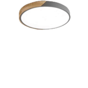 LED Round Ceiling Light, Wood and Gray Pastel Frame, 36W