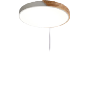 LED Round Ceiling Light, Wood and White Pastel Frame, 36W