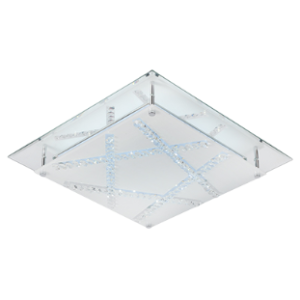 Crystal Square Ceiling Light, Chrome, LED 1x 18W