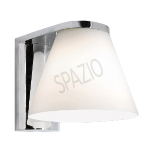 Neoclassic Wall Fitting with polished stainless steel base and glass shade, Opal, 25W