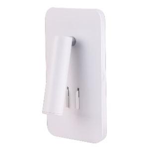 Rectangular Wall Reading Light with Backlighting, USB & USB-C Port, White, 2W+6W LED