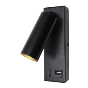 Reading Light with USB port, Black, 3W LED