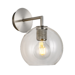 Trends Ball Glass Wall Light, Satin Silver, 40W 1x E27