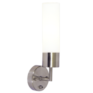 Satin Chrome Wall Bracket with White Glass, 1x 40W ES