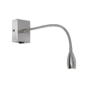 Metal Wall Fitting with Gooseneck Arm for LED and Switch, 1x 1W LED, 1x LED Electronic Transformer