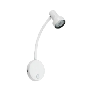 Metal Wall Bracket with Switch and Flexible Rubber Arm, White, 1x 6W GU10 (Not Included)