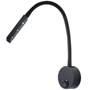Metal LED Wall Light with Flexible Rubber Arm and Switch, Black, 3W LED (Included) 1x LED Driver (Included)