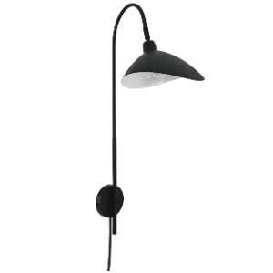 Metal Wall Fitting with On/Off Switch, Black, 1x 40W ES