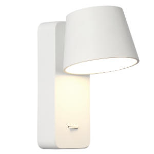 Aluminium, Iron and Acrylic Wall Bracket with Moveable Head, Sand White, On/Off Switch, 7W LED (Included)
