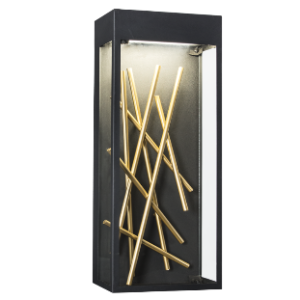 Metal and Clear Glass Wall Bracket, Black and Gold, 20W LED (Included)