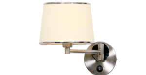Satin and Polished Chrome Swing Arm Wall Fitting with Switch, Cream, 1x 40W SES