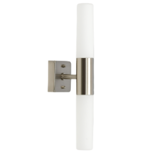 Satin Chrome Wall Bracket with White Glass, 2x 40W G9 (Included)