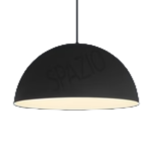 Cupola Pendant with aluminium shade and white inner,black, 600mm diameter, 3m suspension