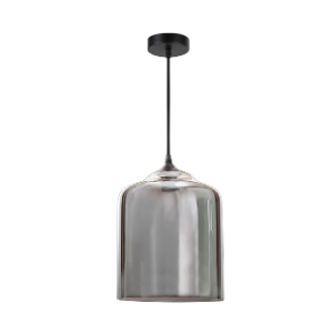 Bell Jar Glass Pendant, Black with Smoked Mirrored Glass