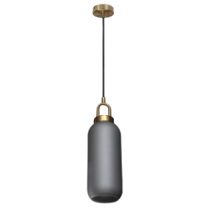 Nougat Pendant, Antique Brass and Smoke Grey