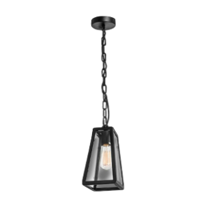 Rustic Lantern pendant, Black with Clear Glasses