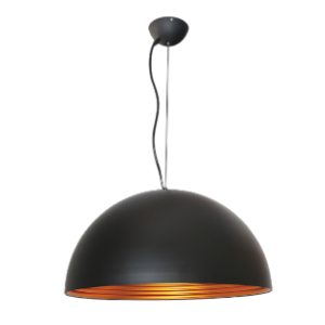 Large Dome Metal Pendant,?Matt Black outside and Gold inside