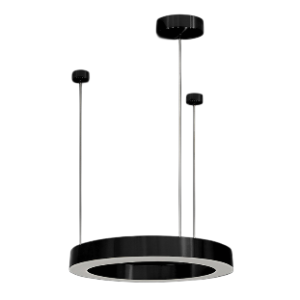 Black Halo Pendant, Black with Opal White Diffuser, 50cm