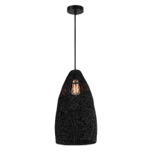 Rattan Pendant, Black Rattan, 40W E27