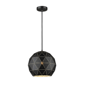 Medium Laser Cut Metal Ball Pendant, Matt Black, 40W E27