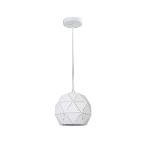 Small Laser Cut Metal Ball Pendant, Matt White, 40W E27