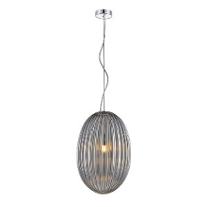 Marilyn Large Glass Pendant, Chrome with Smoke Glass, 40W E27