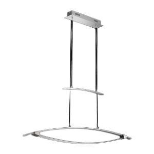 LED 2 Glass bars Up & Down Pendant, Chrome with Frosted Glass, 121W Strip