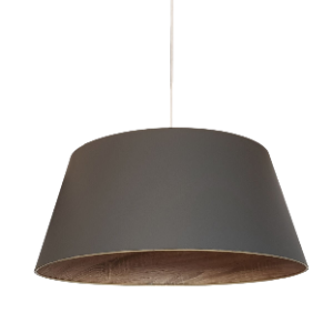 Satin Grey Pendant, Grey cotton and oak interior,  550X700X300