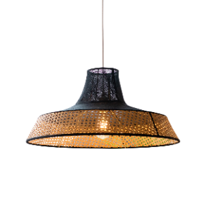 Alexa Island Pendant, Natural cane webbing & black hessian