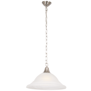 Satin Chrome Pendant with Alabaster Glass, Chrome