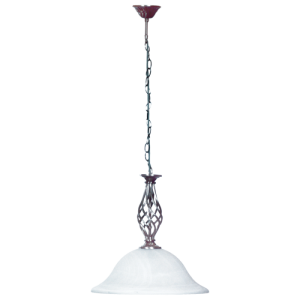 Satin Chrome Pendant with Alabaster Glass, Chrome
