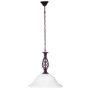 Black Metal Pendant with Alabaster Glass, Black