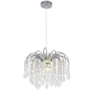 Pendant, Polished Chrome with Clear Acrylic Crystals