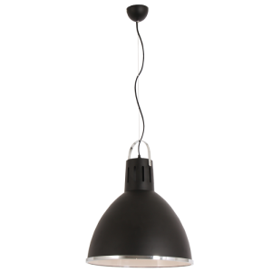 Metal Cord, Matt Black Aluminium Pendant with Polished Chrome Trim